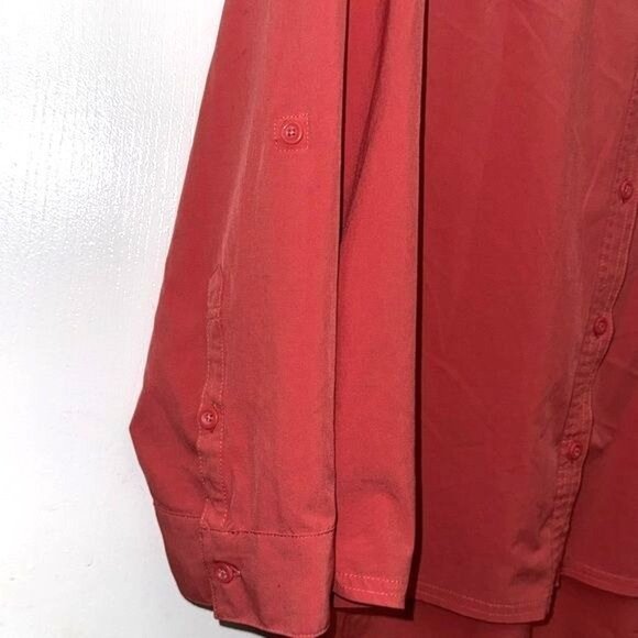 Eddie Bauer Womens XL Coral Button-Up Shirt With 3/4 Sleeves & Front Pockets - Picture 6 of 8